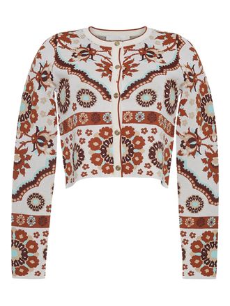 Cara Cara Ila vest met bloemenpatroon en knoop - Wit