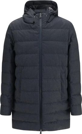 Herno Giacca Lunga Imbottita con Cappuccio - - Jackets - Uomo - Blu - L