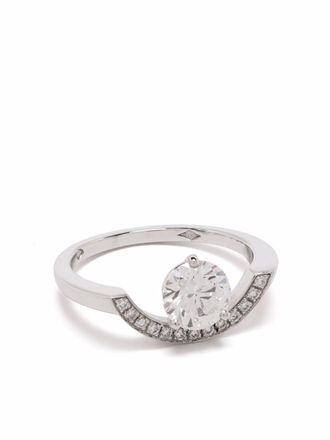 Loyal.e Paris Anello Intr&eacute;pide in oro bianco 18 carati riciclato con pav&eacute; di diamanti - Argento