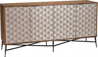 Macabane Aparador en madera de mango 4 puertas con motivos étnicos