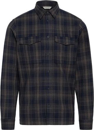 Casual Friday Overhemden, Heren, Zwart, 2Xl, Gestructureerde Geruite Shirt in Donkerblauw