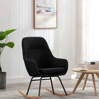 vidaXL Silla Mecedora De Tela Negra Vidaxl