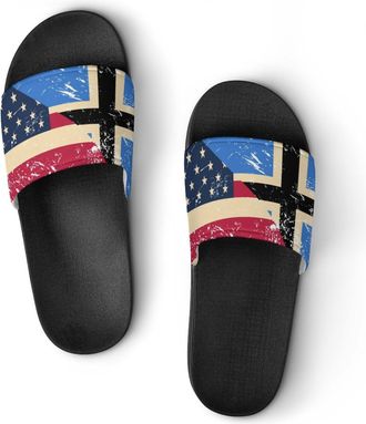 Generic U.S. And Estonia Vintage Flag Shower Shoes Slipper for Women Men Beach Slippers Quick Drying Non Slip Open-Toe Sandals