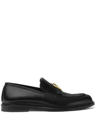 Versace logo-plaque loafers - Black