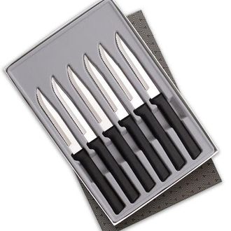 Rada 6 Piece Serrated Steak Knives Set with Gift Box in Black at Nordstrom