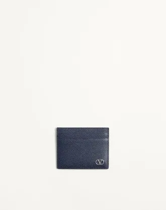 Valentino Garavani Valentino Garavani Vlogo Signature Cardholder In Grainy Calfskin Man MARINE UNI
