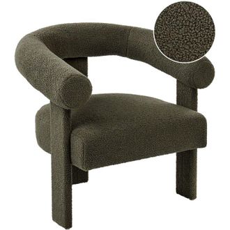 Beliani Armchair Green Boucle Upholstery Retro Design Upholstered Legs Living Room ILBRO