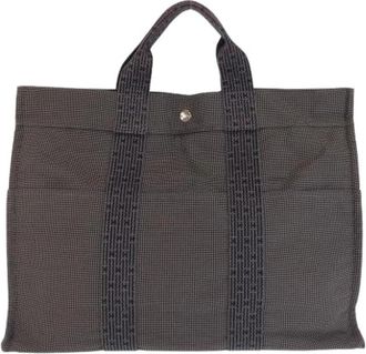 Herm&egrave;s Pre-owned Herline MM Tote Bag Gray - Dames - Vintage Shopper - Grijs - ONE Size - Polyester - Vintage