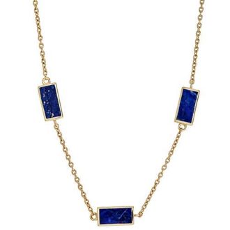 Jan Leslie Three Station Rectangle Dash Necklace In Sterling 18K Gold Overlay in Blue at Nordstrom
