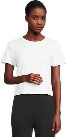 Michael Stars Jackie Raw Edge Crew Neck T-Shirts Womens Clothing White : MD (US 6-8), Cotton