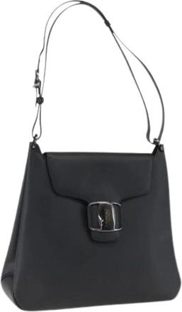 Ferragamo Pre-owned Shoulder Bags, female, Black, Size: ONE SIZE Pre-owned Leather Shoulder Bag