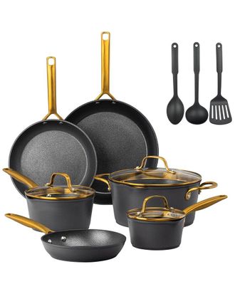 GraniteStone Armor Max Gold 14pc Ultra Durable Nonstick Cookware Set with Utensils