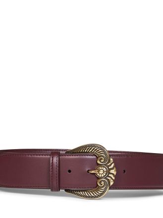Etro Womens Leather Belt With Paisley Buckle, Burgundy Calf