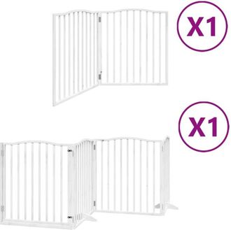 vidaXL Dog Gate with Door Foldable 6 Panels White 480 cm Poplar Wood vidaXL