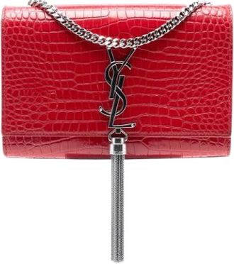 Saint Laurent Pre-owned Clutches, female, Red, Size: ONE SIZE Pre-owned Leather Crossbody Bag