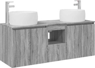 vidaXL Juego De Muebles De Ba&ntilde;o 3 Uds. Sonoma Gris 49,5 X 44,5 X 66 Cm Vidaxl