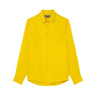 Vilebrequin Camicia in Lino Tinta Unita - - Shirts - Uomo - Giallo - L