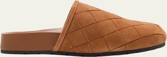 Bottega Veneta Reggie Woven Suede Slipper Mules