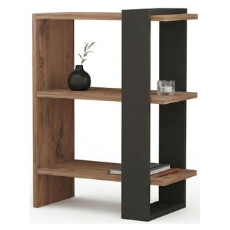 Dmora Librer&iacute;a Netro, Biblioteca 3 Estantes, Instalaci&oacute;n Libre, Usable Como Separador, 52x25x70h Cm Marr&oacute;n Nogal