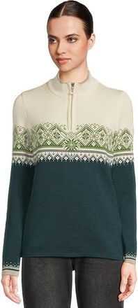 Dale of Norway Moritz Feminine Womens Sweater Pinegreen/Offwhite/Springgreen : LG (Womens 12-14), Wool