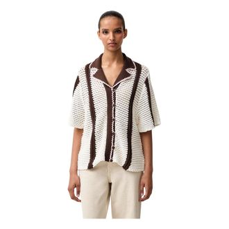 Stine Goya Relaxed Shirt - Dames - Blouses & Shirts - Beige - Maat: S Katoen