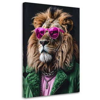 Feeby Cuadro En Lienzo, Le&oacute;n Con Gafas Rosas Abstracci&oacute;n, 70x100