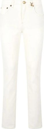 Roberto Cavalli Python-Print Charm Broek - Dames - Slim Fit Jeans - Wit - L - Katoen - Jeans