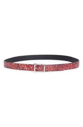 Longchamp Fleur Reversible Leather Belt in Red/Black at Nordstrom Rack