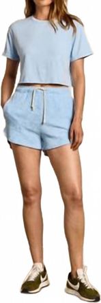 perfectwhitetee Farrah Loop Terry Short In Sky Blue