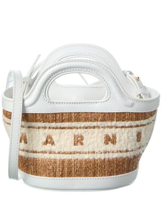 Marni Two-Tone Raffia & Leather Tote