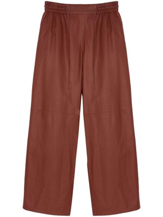 Yves Salomon leather wide-leg trousers - Brown