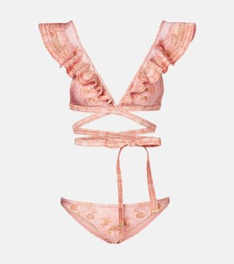 Zimmermann Como printed ruffled bikini