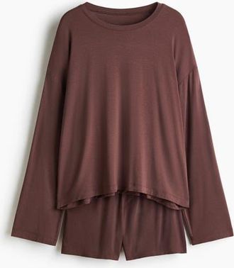H&M Modal Pyjamas in Dark Brown at Nordstrom, Size Xx-Small