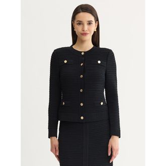 Misook Monochromatic Ottoman Knit Jacket in Black at Nordstrom, Size Xx-Large