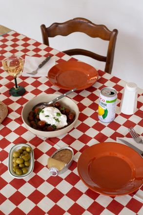 Really Nice Things Mantel rojo y blanco a cuadros 250x140