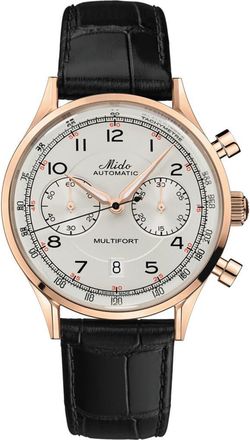 Mido Multifort Patrimony Chronograph Leather Strap Watch in Ivory at Nordstrom