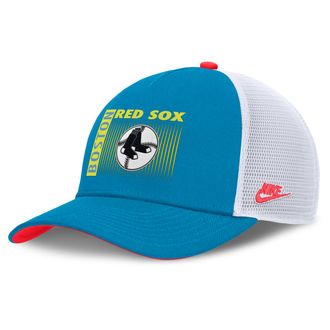 Nike Boston Red Sox Neon 90s Rise Nike Mens Dri-FIT MLB Trucker Adjustable Hat in Blue | NB520GMTBRS-53M