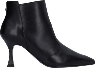 Nero Giardini Zwarte leren enkellaars met lage hak - Dames - Laarzen met Hak - Zwart - 36 EU - Leer - Schoenen