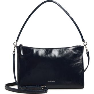Veronica Beard Small Crinkled Leather Shoulder Bag in Navy at Nordstrom