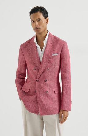 Brunello Cucinelli Linen denim jacket in Strawberry at Nordstrom, Size 56 It