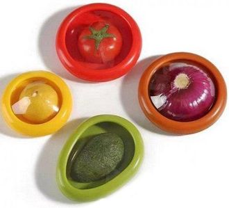 OEM Juego De 4 Recipientes Reutilizables De Silicona Para Almacenar Frutas Y Verduras En El Refrigerador. Aptos Para Guardar Cebollas