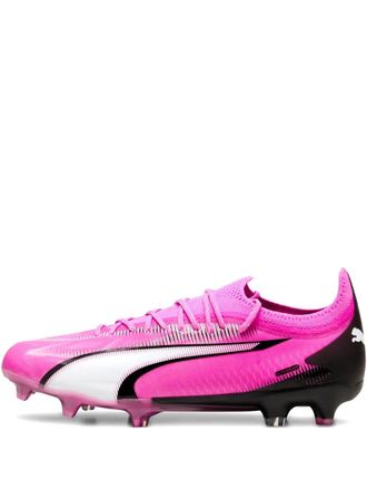 Puma Ultra Ultimate FG Cleats Pink White Black sneakers - men - Fabric/Fabric/Rubber - 12