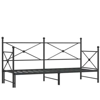 vidaXL Div&aacute;n Con Nido Sin Colch&oacute;n Negro 90x200 Cm Acero Vidaxl