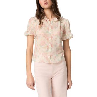 Paige Sunisa Silk Button-Up Top in Bone Multi at Nordstrom, Size Xx-Small