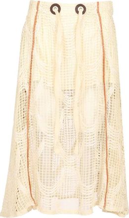 Durazzi Milano Mesh Midi Skirt - female - Durazzi Milano - Midi Skirts - Beige - M - Skirts