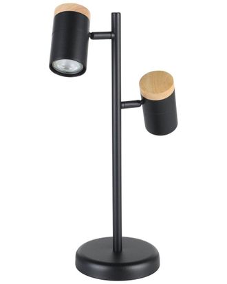 Eglo Eglo Chatterton 2 Light Table Lamp With Black Finish & Black With Wood Accent Adjustable Lamp Heads