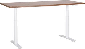 Beliani Beliani - Scrivania Regolabile Elettricamente Legno Scuro E Bianco 180 X 80 Cm Destinas
