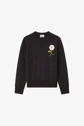 Ganni Mixed Sweater with Crochet Flower - Size XXS Wool