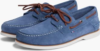 Tommy Hilfiger Mens Core Boat Shoe in Medium Blue Leather - Size UK 10.5