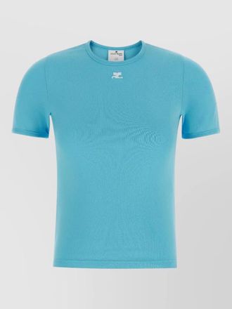 Courr&egrave;ges signature contrast logo crew neck t shirt